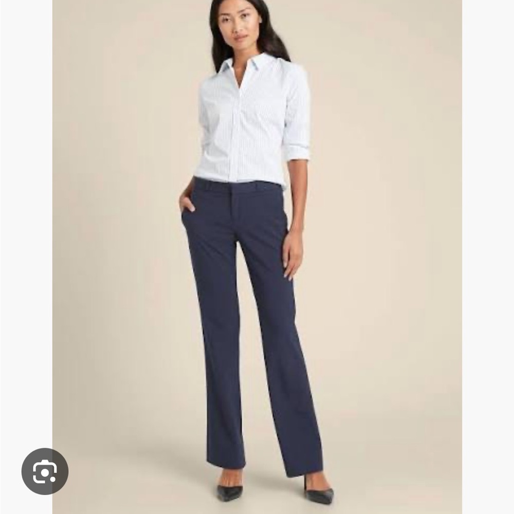 Banana Republic Logan Herringbone Mid Rise Straight Leg Gray Trousers